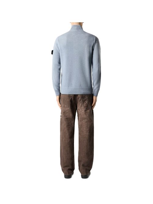 Maglione vestibilità regular con zip corta e finta con bottoni Stone Island | L2S15 5100040 S00A3V0049 ASH GREY